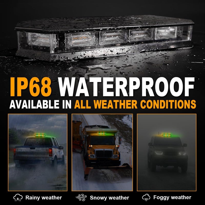 ASPL 16.5 Inch Roof Top Beacon Emergency Strobe Light 56 LED Magnetic Warning Caution lights bar Traffic Hazard Plow Light for Trucks Vehicles Construction Snowplow (Amber/Green) - Image 5